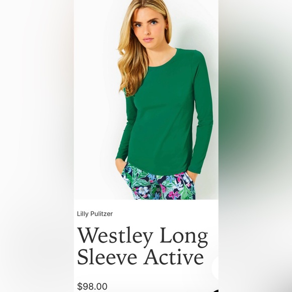 NWT Lilly Pulitzer Westley Luxletic Active SPF 50+ Green Long-Sleeve Tee, Size M - Picture 2 of 14